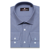 Серо-голубая приталенная рубашка в клетку с длинными рукавами-3