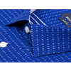 Синяя приталенная рубашка в полоску с коротким рукавом-2